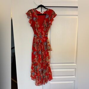 Wayf Red Floral Dress